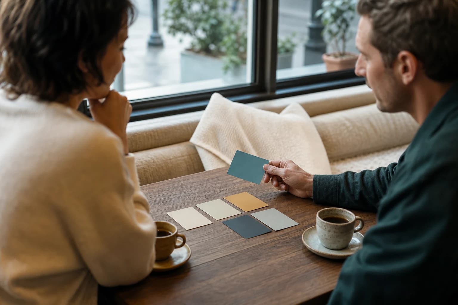 Dos personas comparan tarjetas con términos de rol
