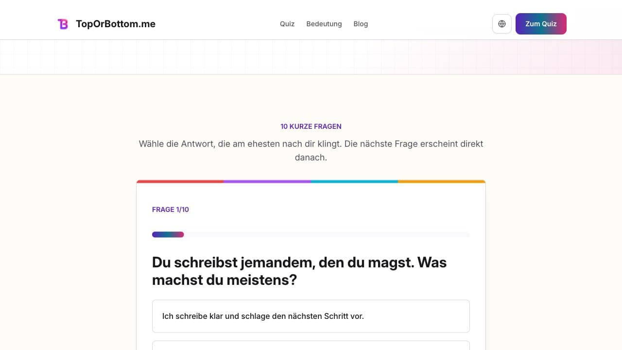 Eine Fragekarte im Top oder Bottom Quiz mit mehreren Antwortmöglichkeiten