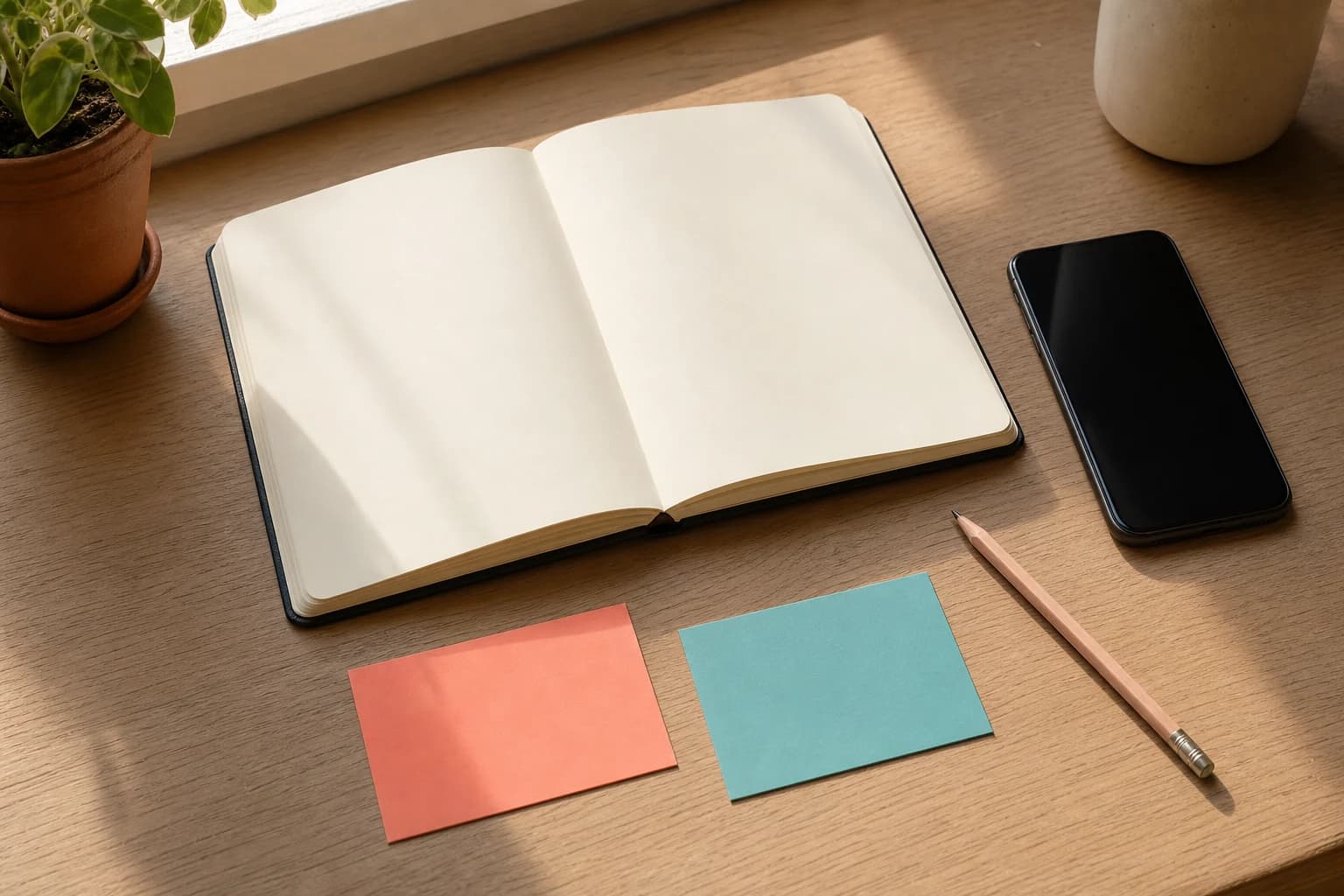 Notebook and phone for reflecting on role language