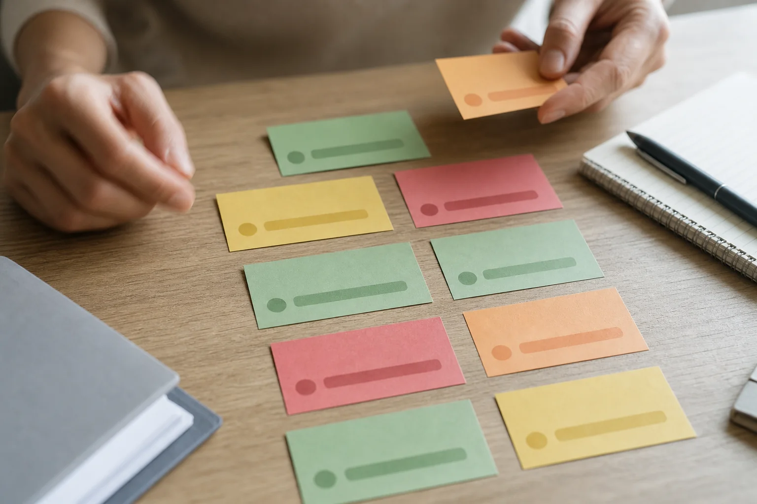 Tarjetas de colores con senales mixtas